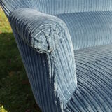 Vintage blue sofa 2 seats in velvet