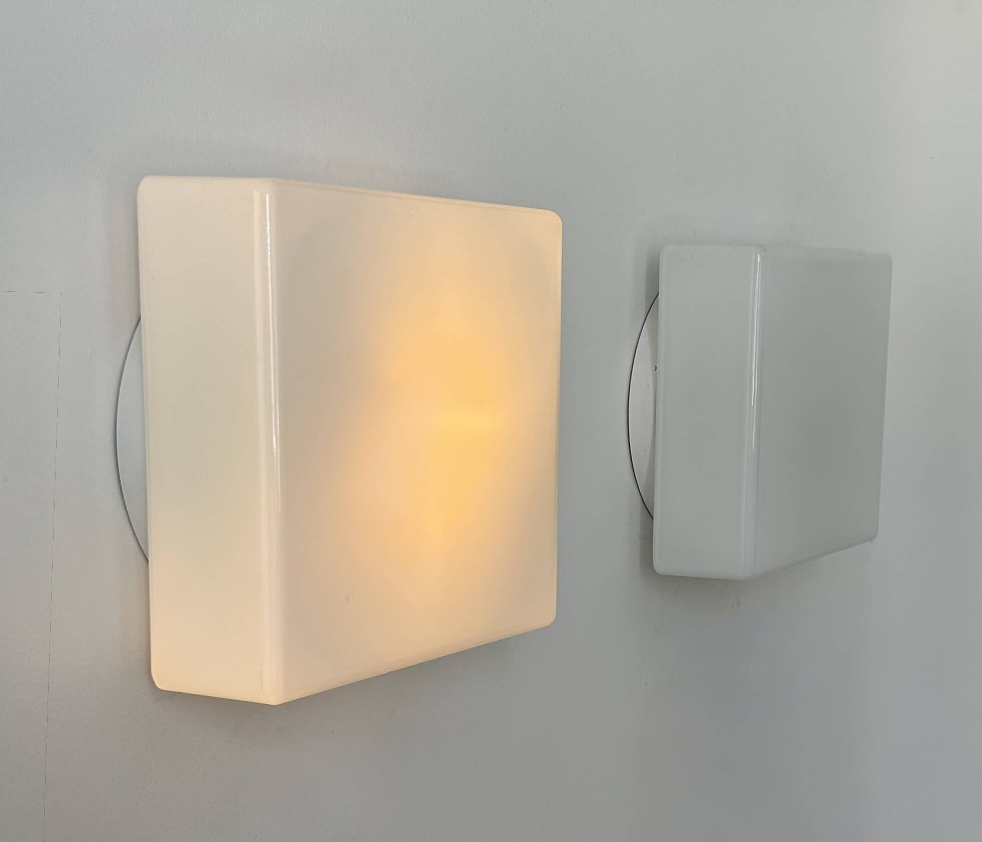 Pair of vintage Lita opaline wall lights, France 1970s