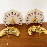 Ensemble de 2 appliques murales en verre cristal en forme de paon de Palwa