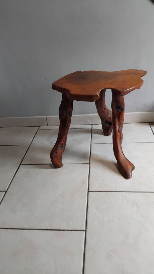 Petite table basse bois brutaliste vintage