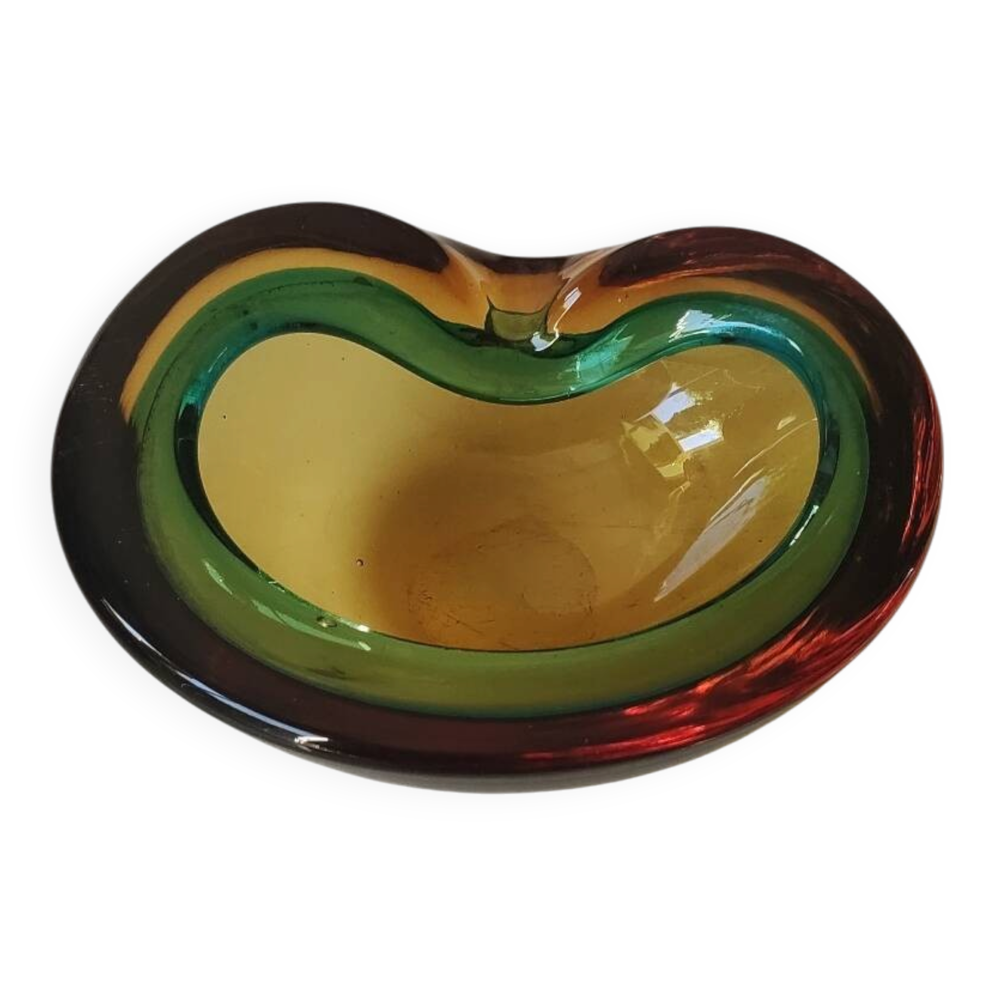 Cendrier/Vide poche. Murano/Sommerso. En verre d Art. Forme coeur