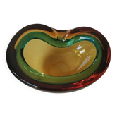 Ashtray/Trinket dish. Murano/Sommerso. In art glass. Heart shape.