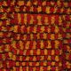 Vintage Hand-Knotted Turkish Tulu Rug with Checkered Design in Red, Yellow and Brown, 100% Wool