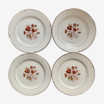 Set of 4 plates faience of Salins, Malmaison model