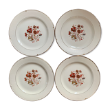 Set of 4 plates faience of Salins, Malmaison model