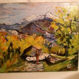 Oil painting on canvas "view of the Ganigou" signed by the Françoise Griffiths Art Workshop