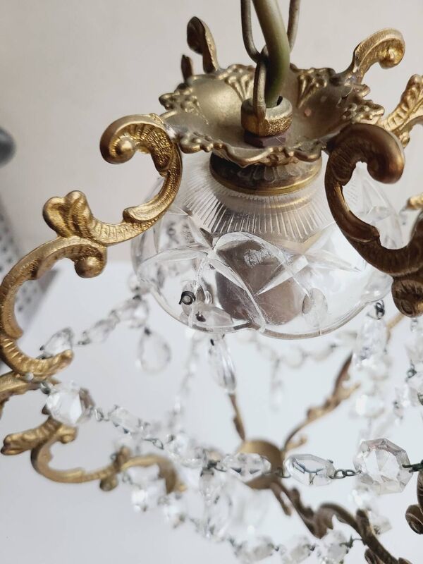 Lustre a pampilles cristal ancien