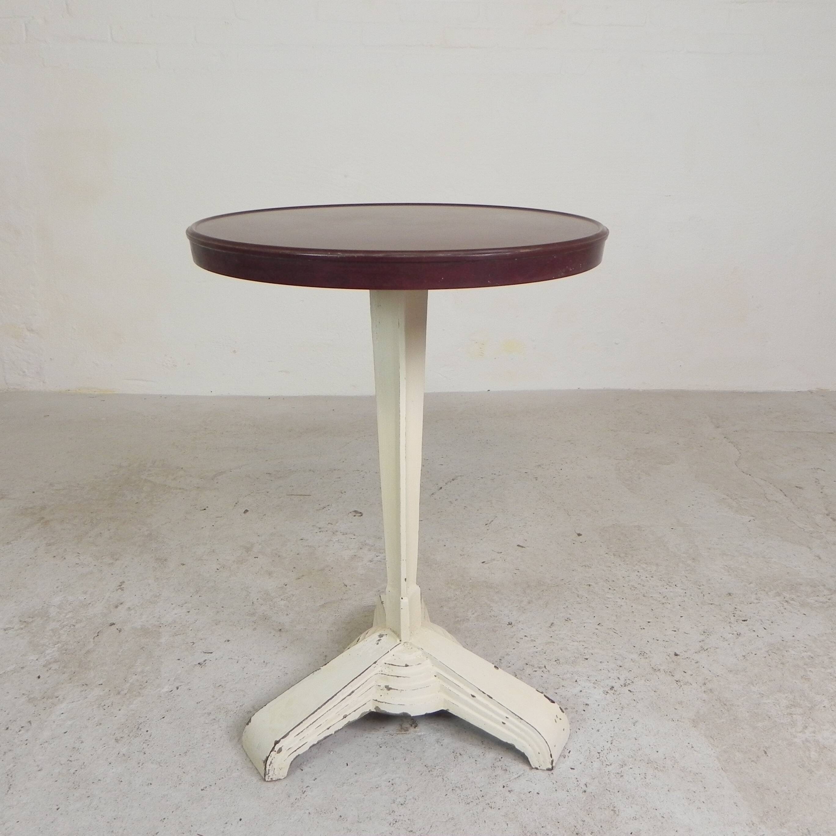 Art Deco bistro table with bakelite top, Louis Vuitton, REX, 1930s