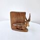 Old antelope bookend in hand carved wood