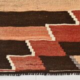 Vintage Kilim Rug, Geometric Zigzag Pattern in Earthy & Pastel Tones