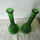 Two Italian bubble glass bottles