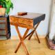 Desk, writing desk in solid rosewood and studded leather, 20th century.