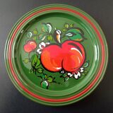 2 vintage Scandinavian folk decorative plates with retro apple patterns