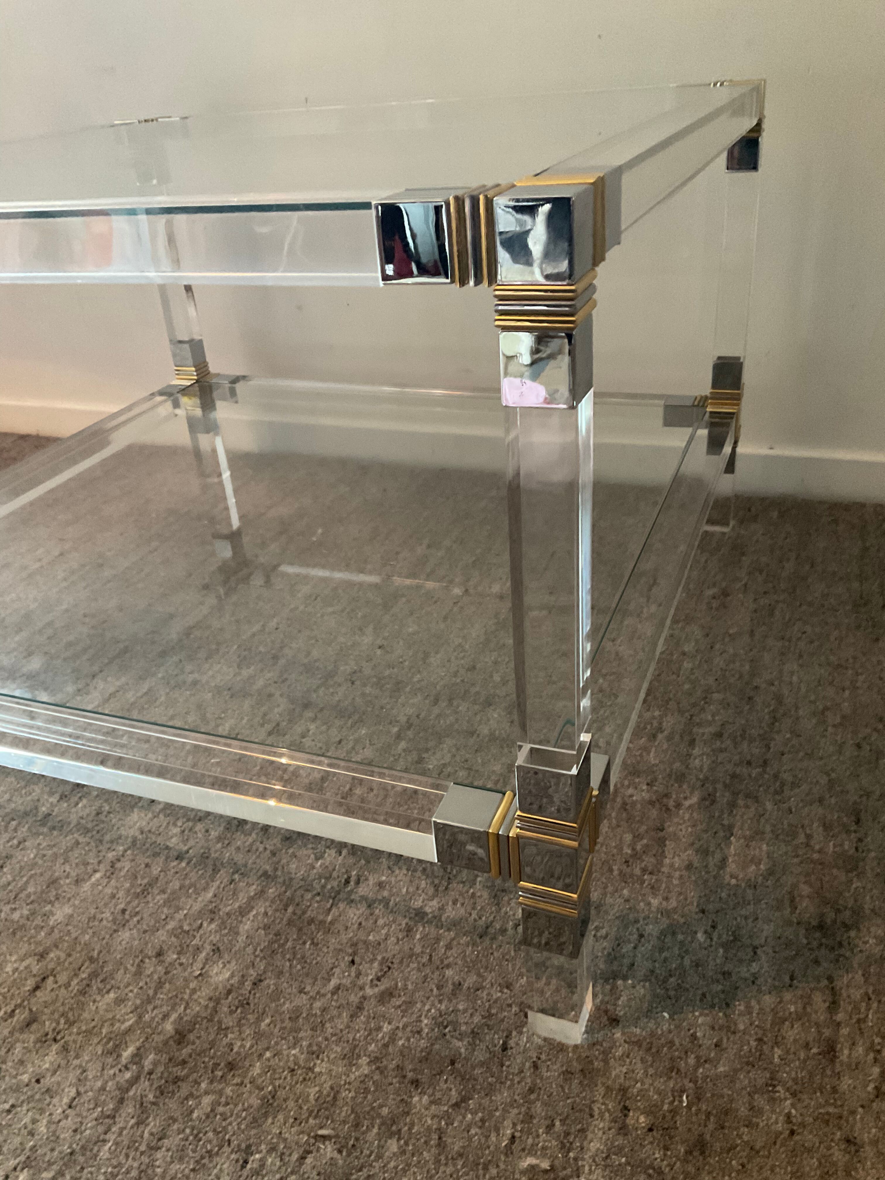 Pierre Vandel coffee table in lucite from the 70s