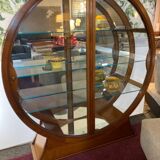 Glass-fronted library in cherry wood by Fourrier