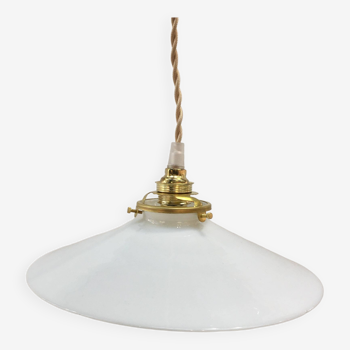 Suspension vintage en opaline blanche