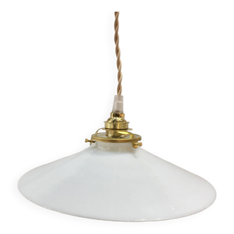 Suspension vintage en opaline blanche