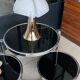 Table basse ronde en verre et chrome vintage