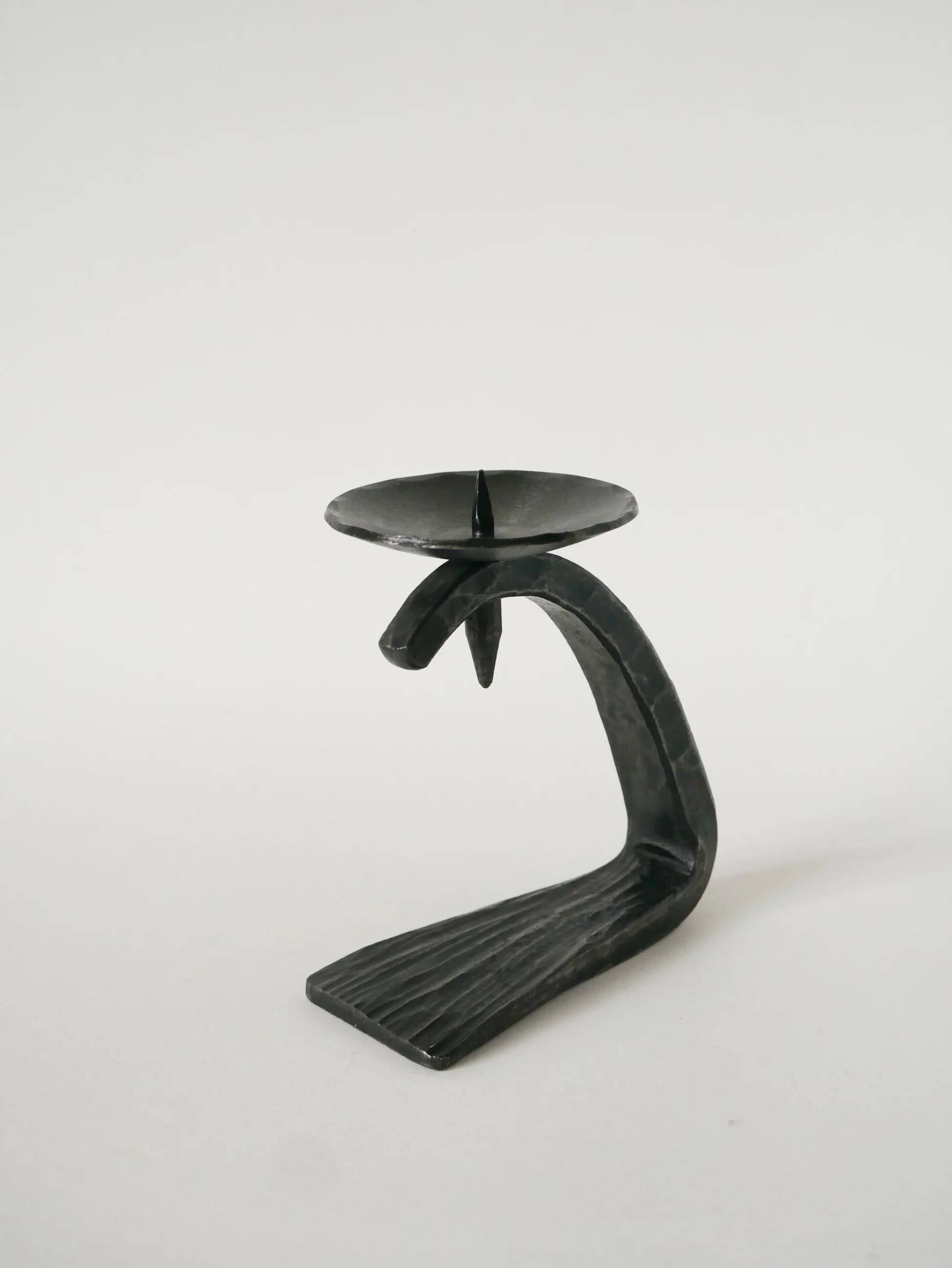 Wrought iron candlestick, brutalist, 1940