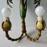 Pair of bamboo and palm sconces in metal
