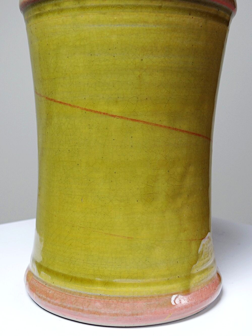 Decorative spice box in vintage two-tone glazed stoneware, handmade and signed.