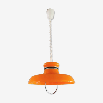 Suspension vintage en plastique orange, 1970