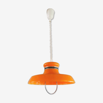 Vintage orange plastic pendant lamp, 1970