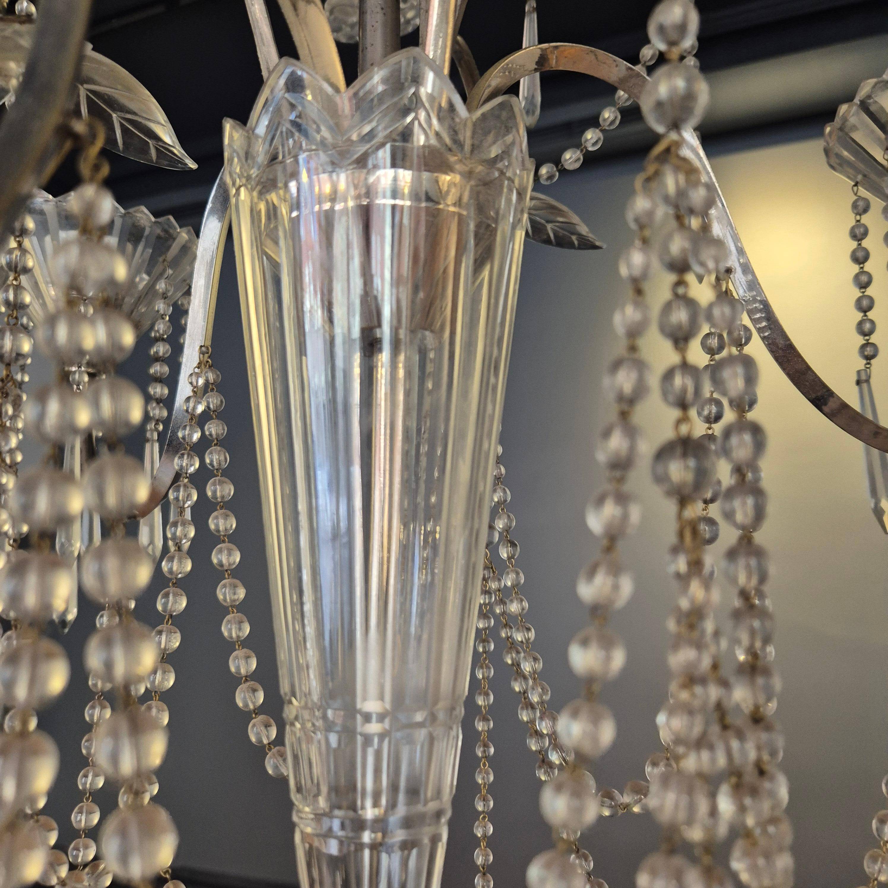 Lustre, crystal and silver-plated metal, Swedish neoclassicism