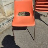 6 orange chairs
