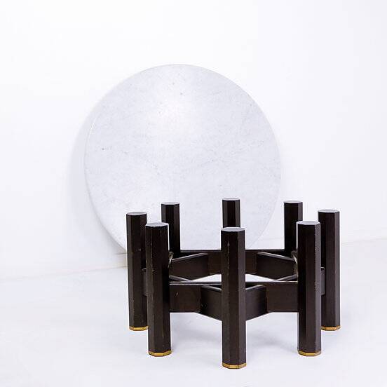 Jan Vlug Coffee Table with Round Marble Top - 1970s - Belgium