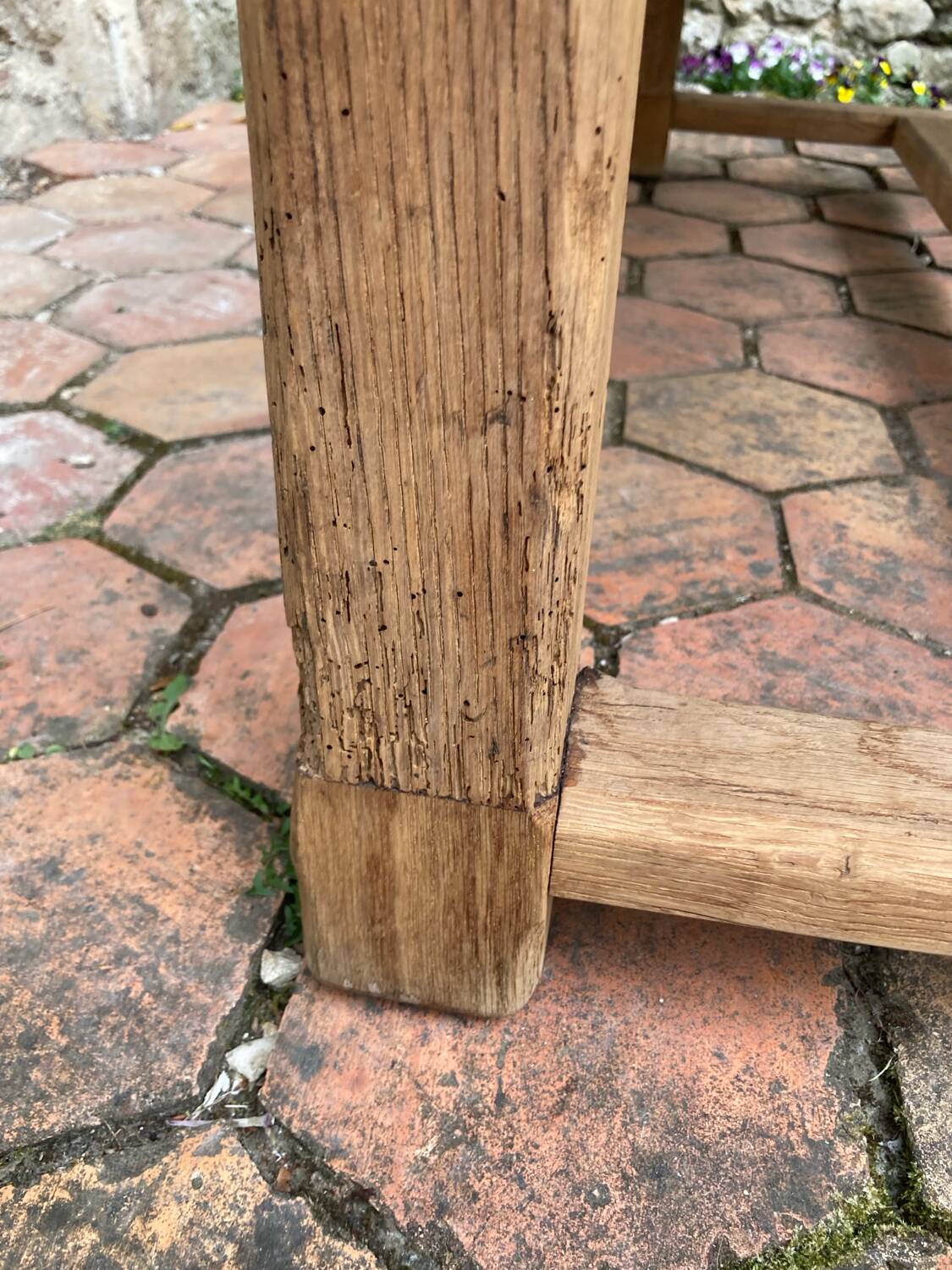Old farmhouse table made of solid wood