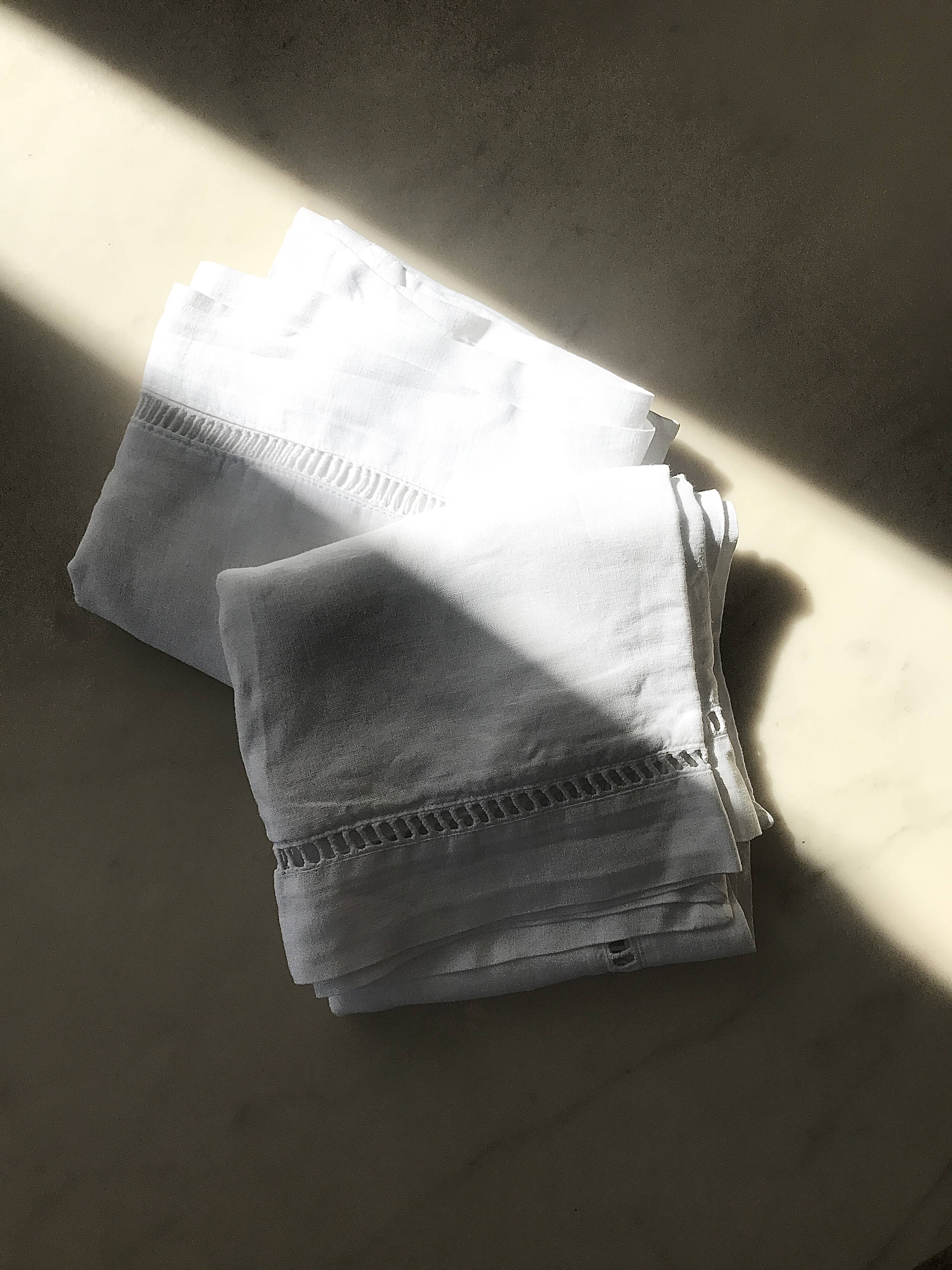 Duo of openwork linen pillowcases