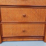 Vintage chest of drawers in rattan, wood and cane