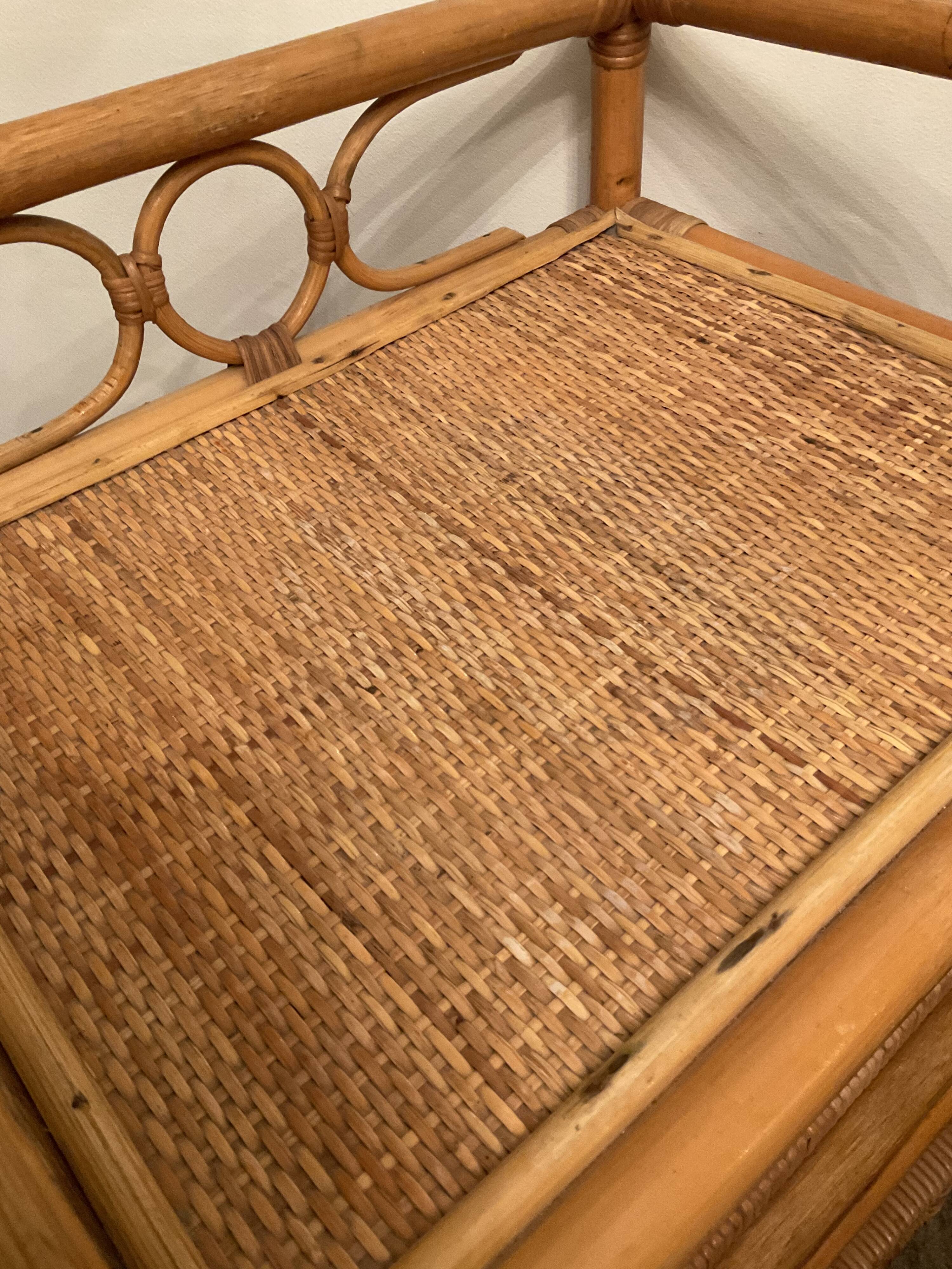 Vintage rattan storage cabinet from the 70s