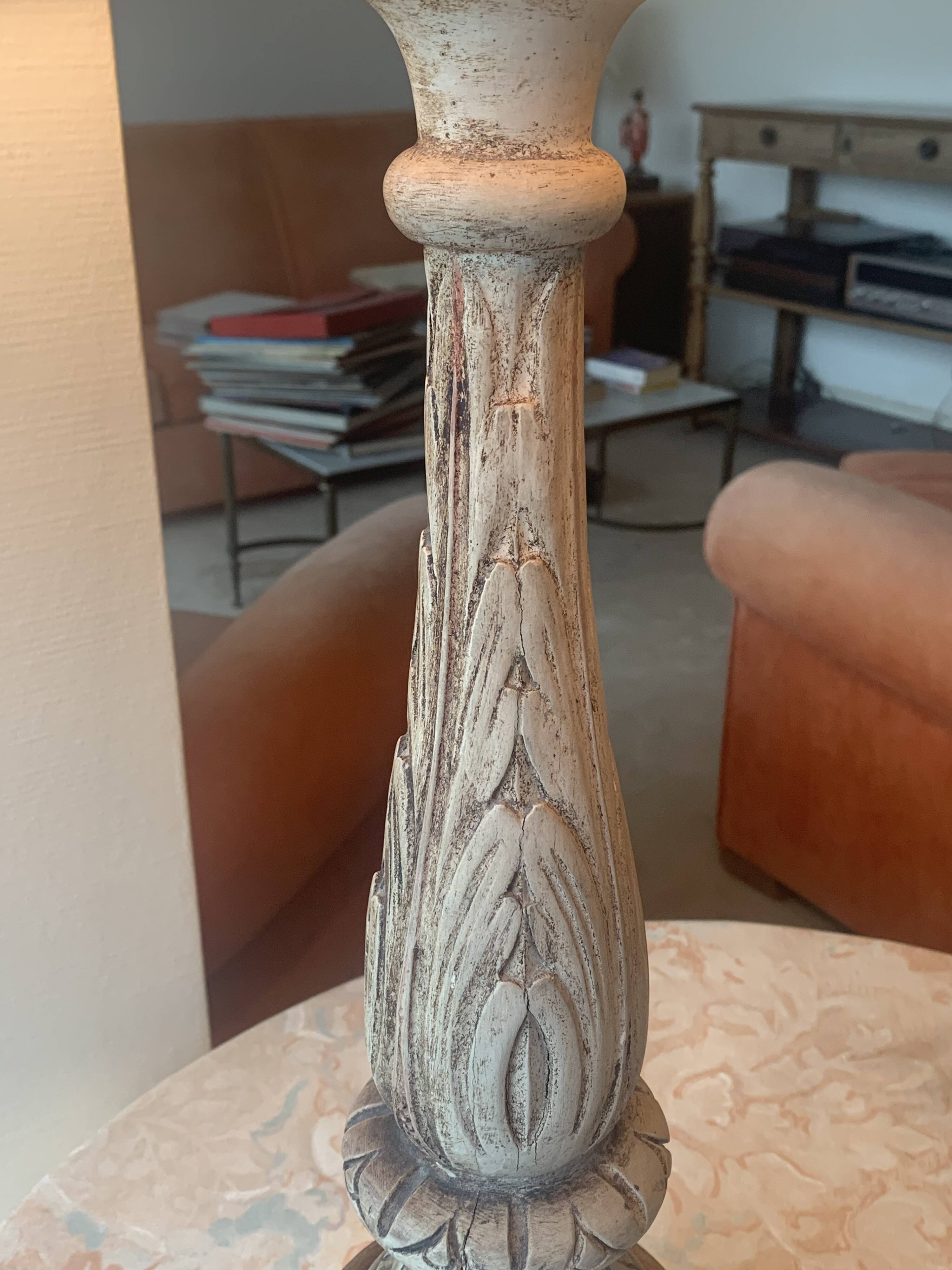large Venetian style spruce wood lamp