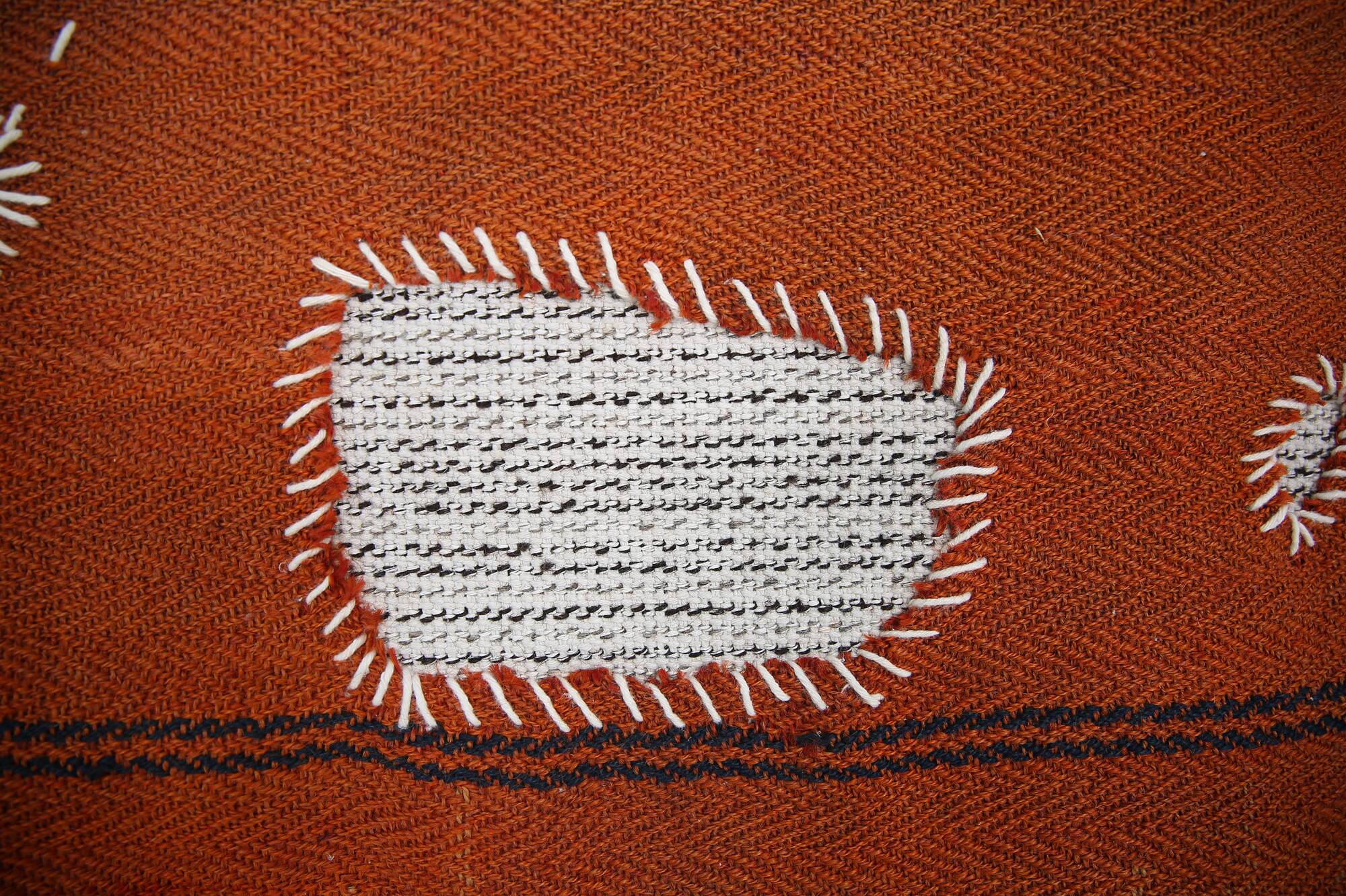 Navy Blue Hand Woven Wool Wall Hanging Tapestry Rug, 105x135 Cm