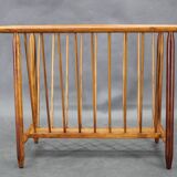 1960s uluv solid beech magazine stand, czechoslovakia