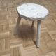 Tabouret tripode en bois peint en blanc