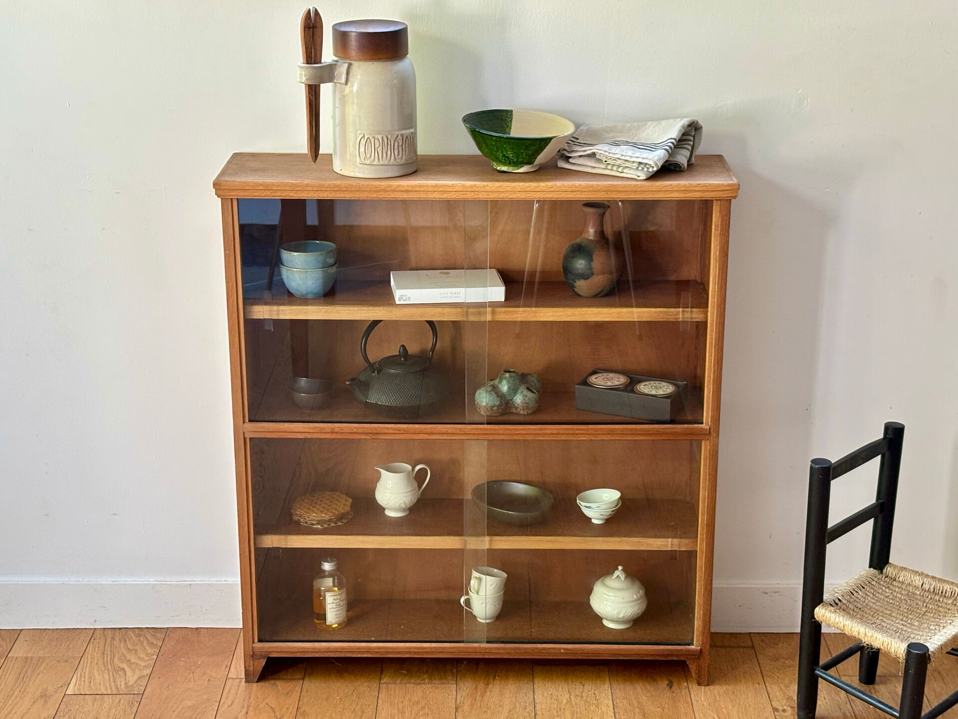 Modernist oak display cabinet - 1950s-60s