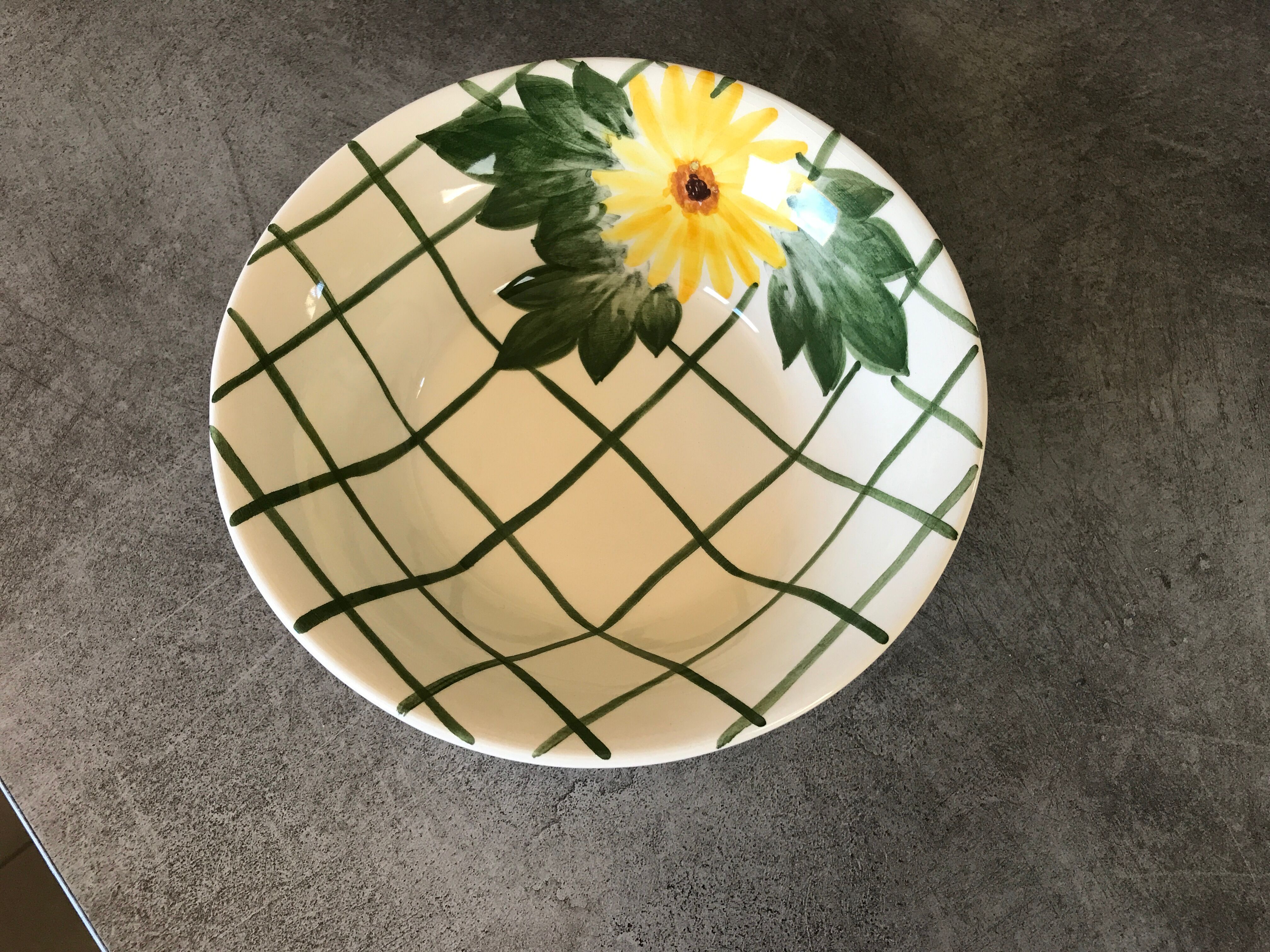 Cup vintage in ceramic enamelled signed fleur peinture decoration