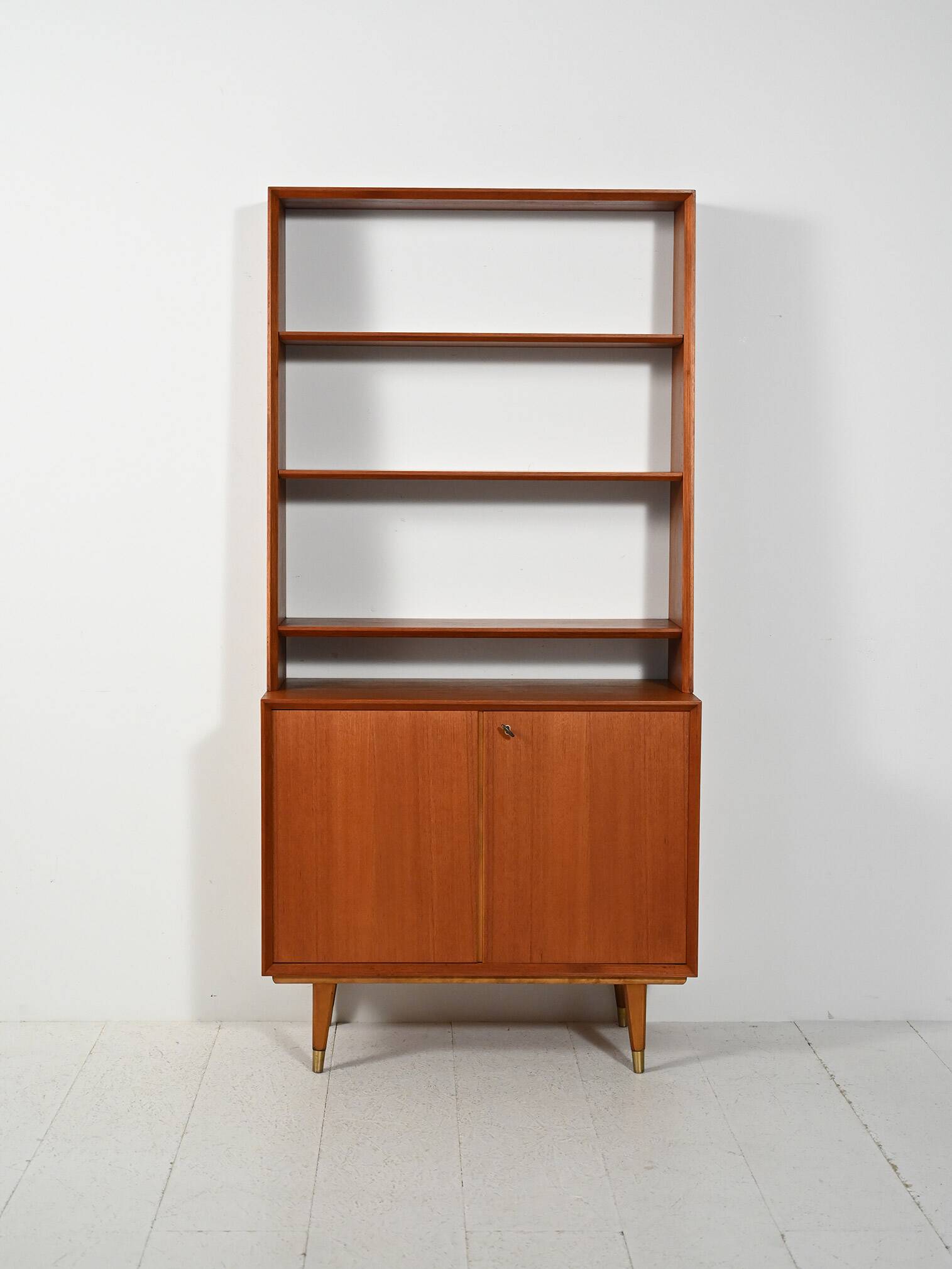 Scandinavian teak bookcase with cabinet, 1950s–1960s