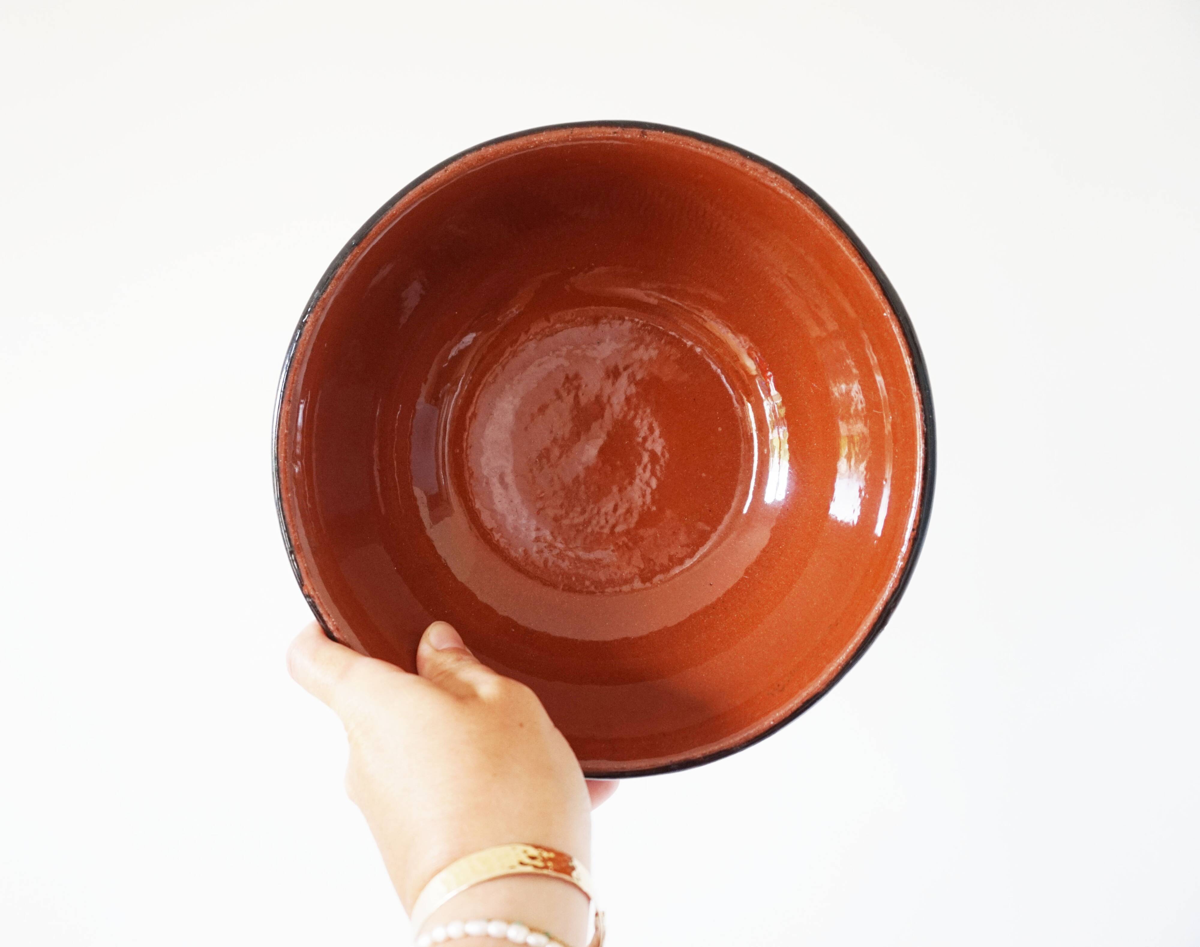 Terracotta salad bowl Bulgaria folk art