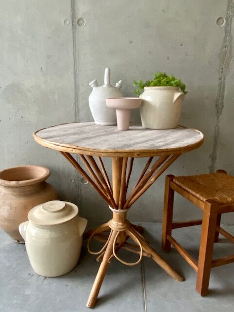 Wooden and straw stool