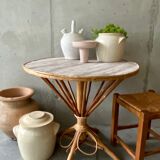 Wooden and straw stool