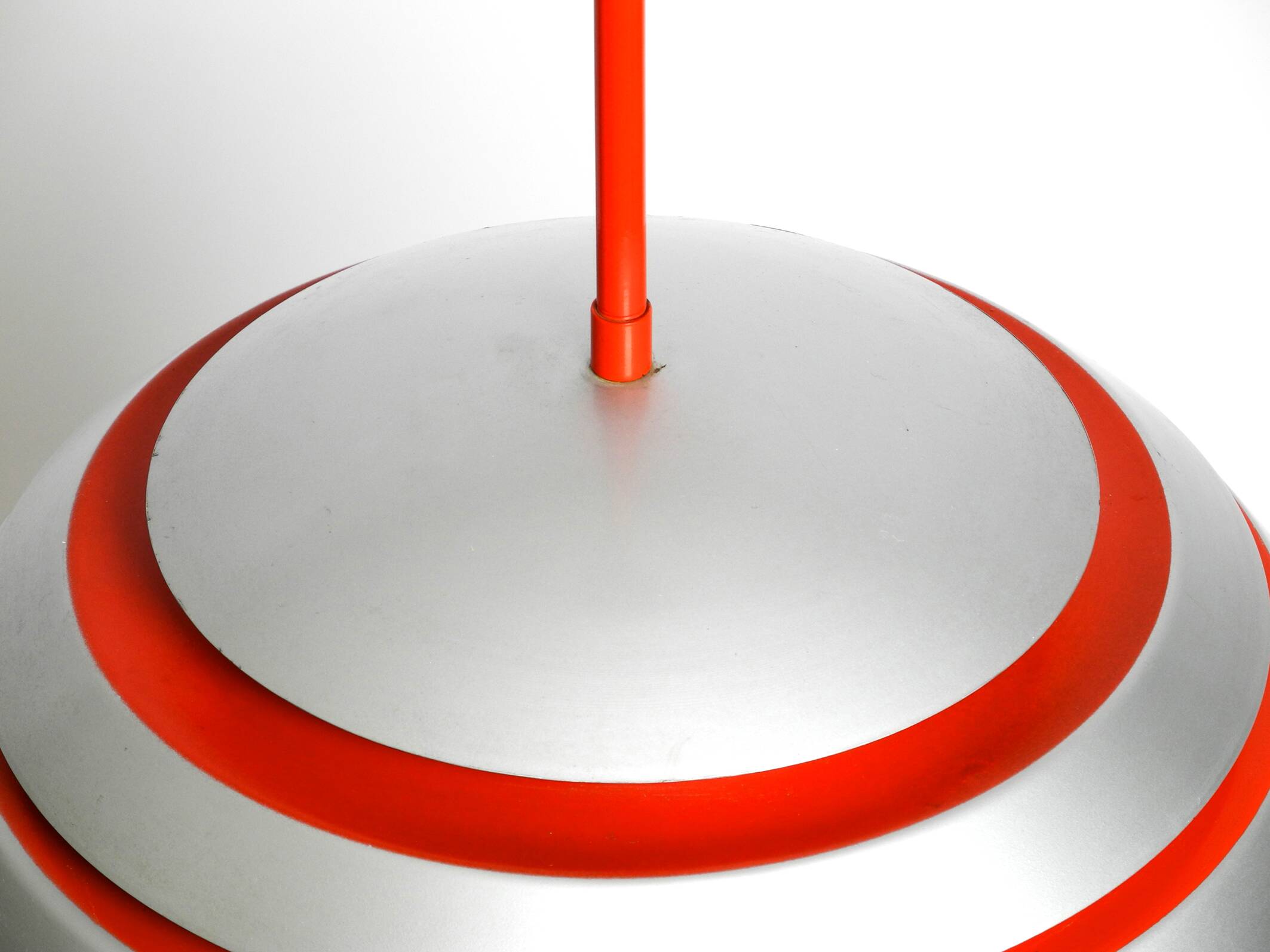 1960s spherical Space Age ceiling lamp with slats made of heavy metal