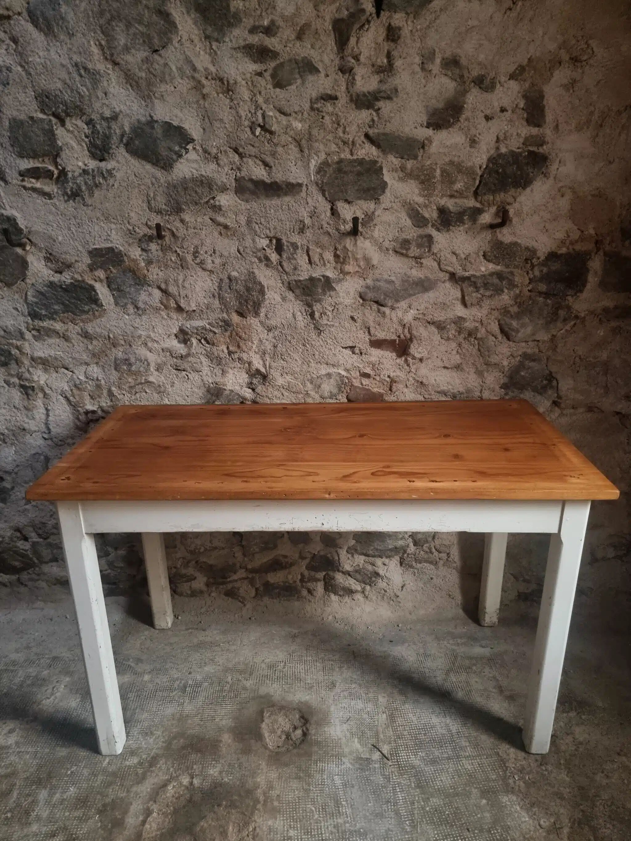 Vintage French farmhouse table, 1950s.