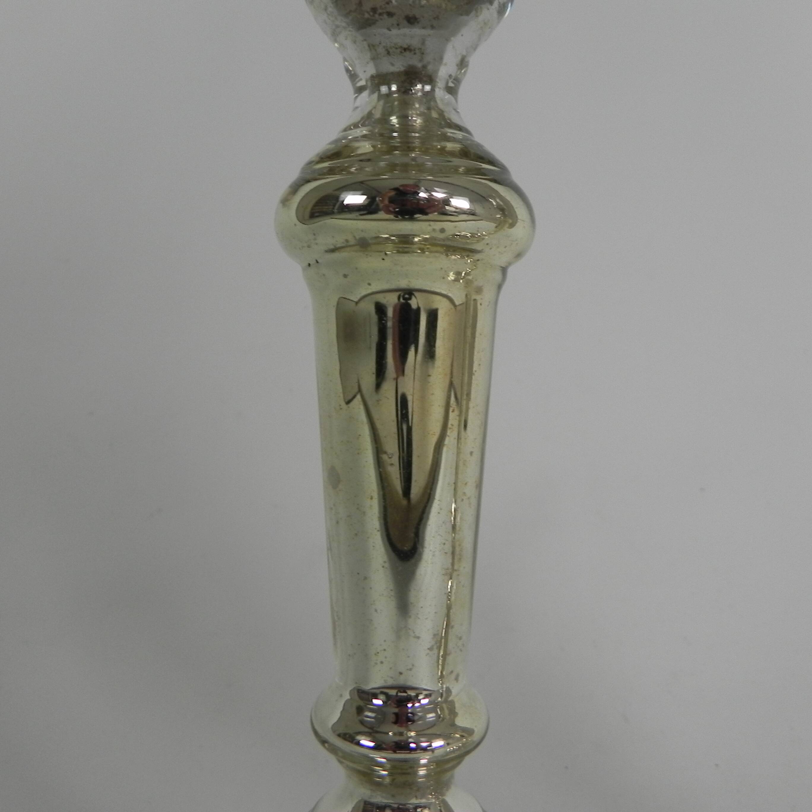 Set of 2 mercury candlesticks, circa 1900 (poor man's silver)