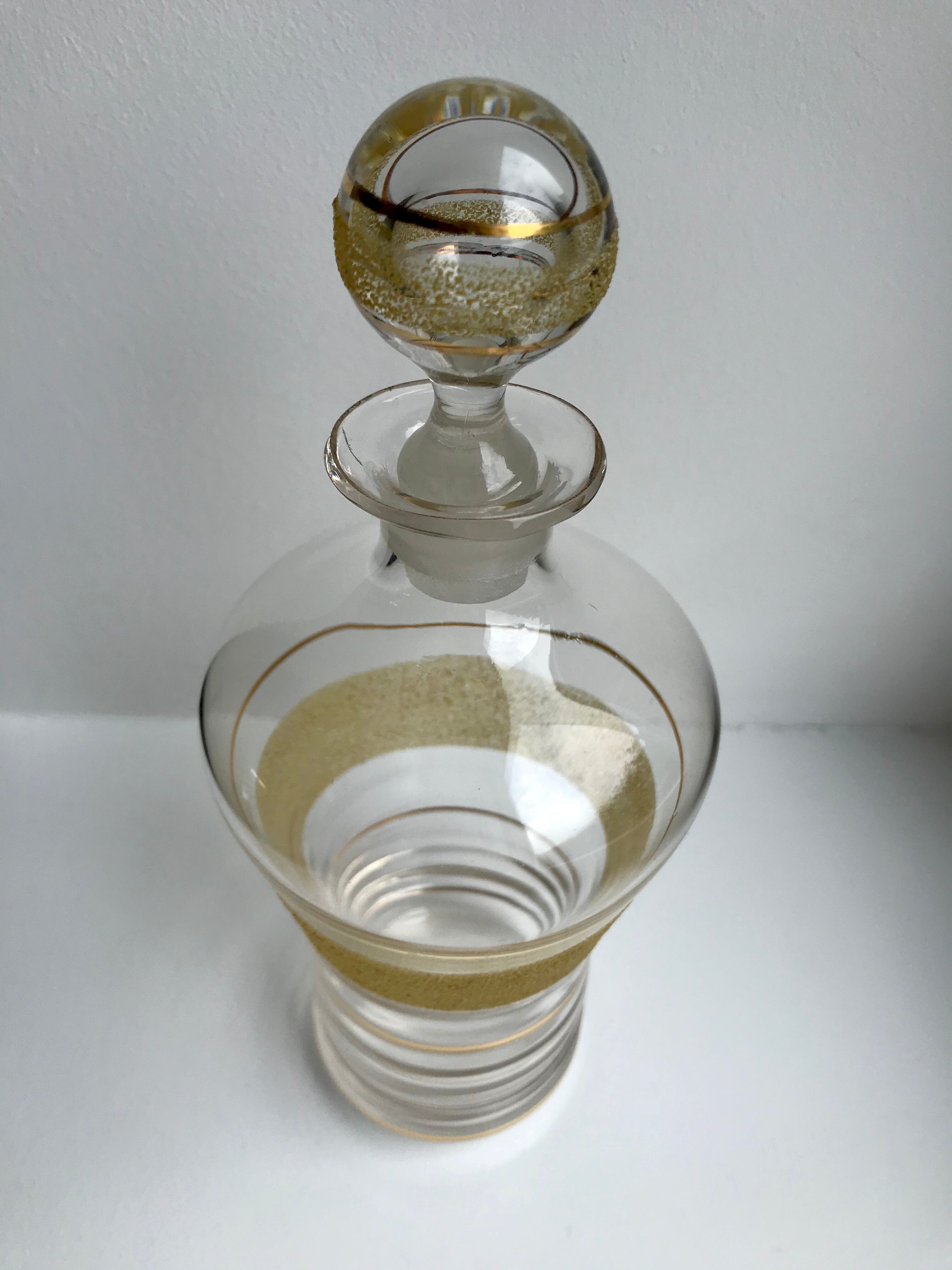 Service à liqueur granité jaune et doré années 50-60