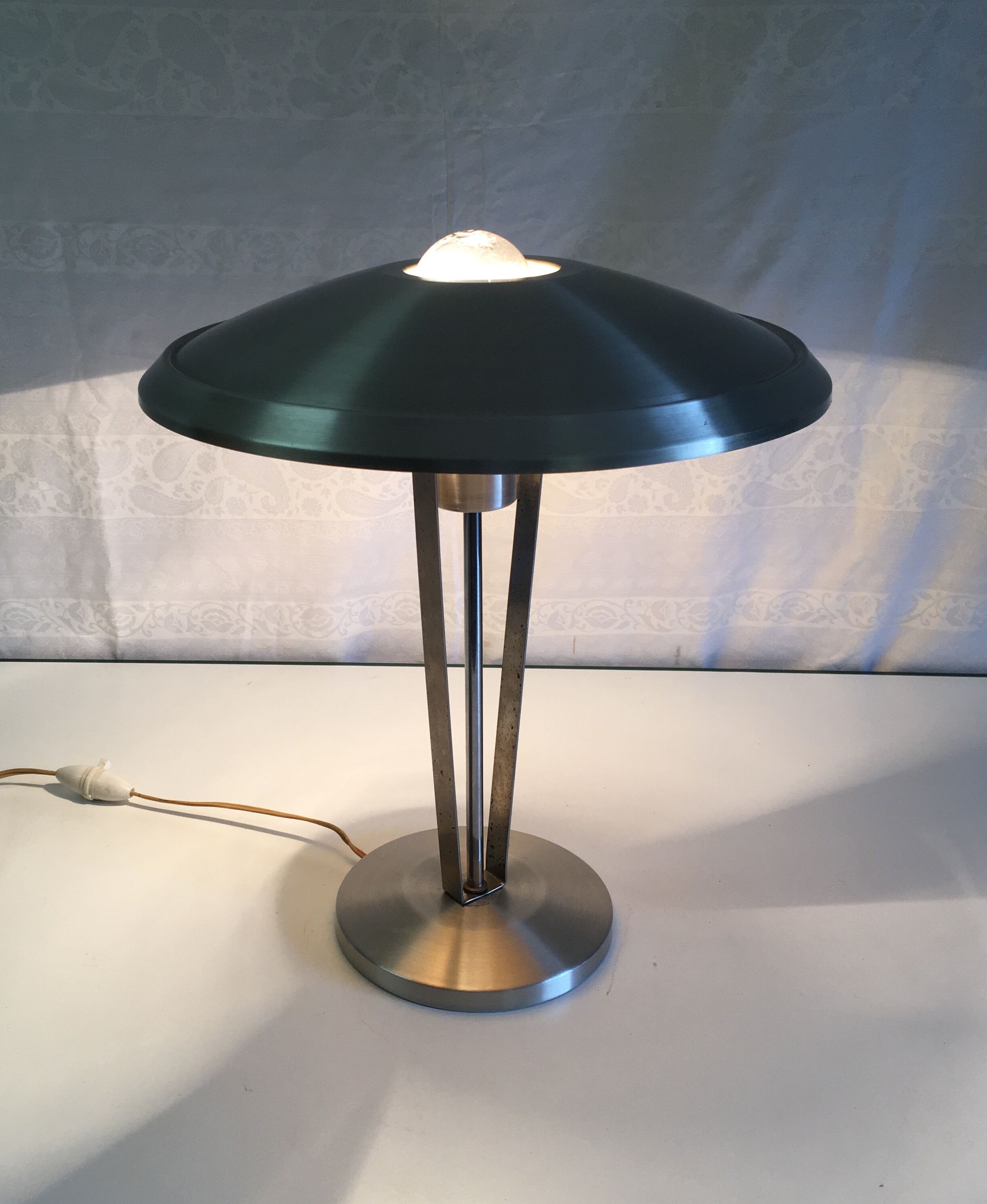 Aluminium "mushroom" desk lamp mid. 20th