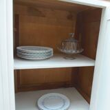 Vintage beige sideboard, oak top.